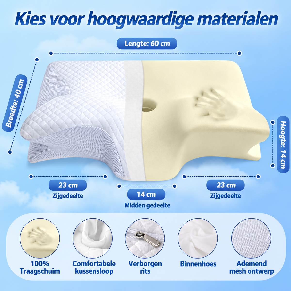 Afmetingen en materialen NekFit Pro nekkussen